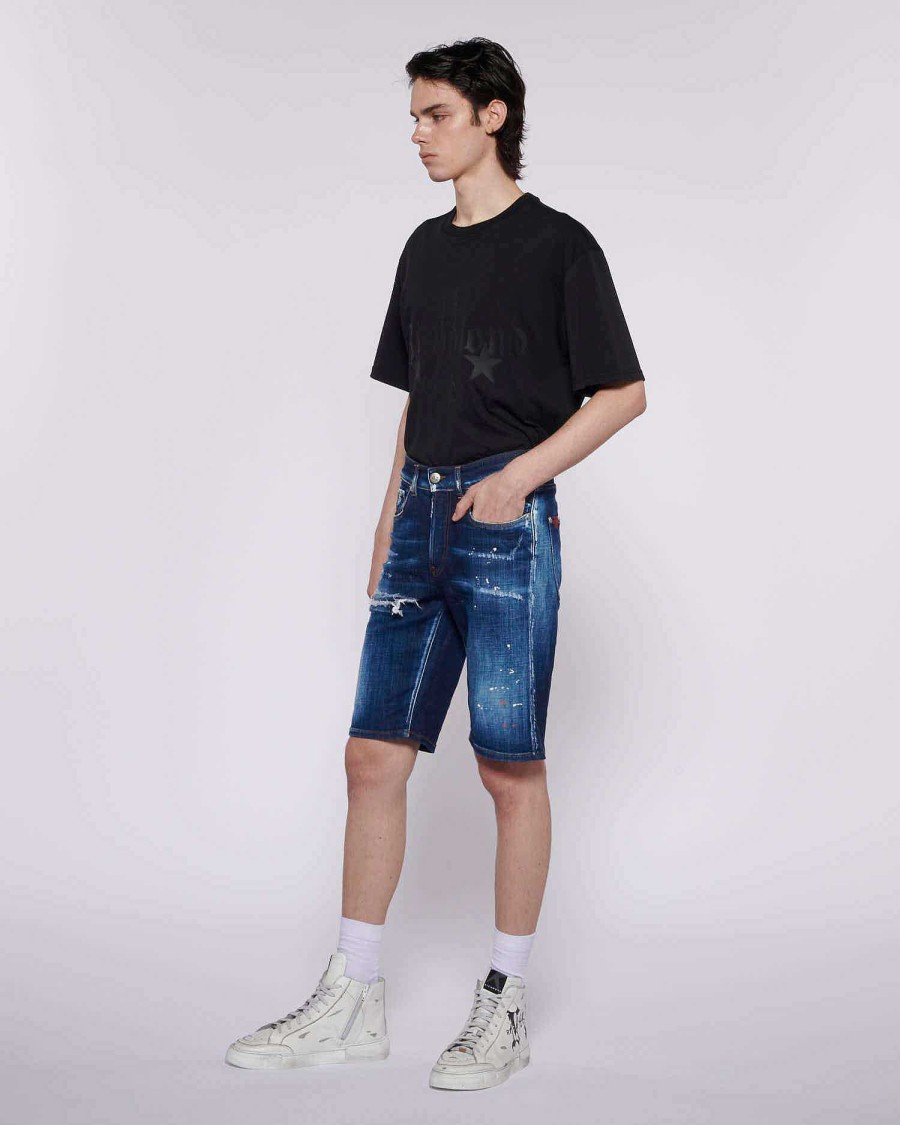 Archivi John Richmond Giovanni Richmond | Bermuda In Denim Con Strappo