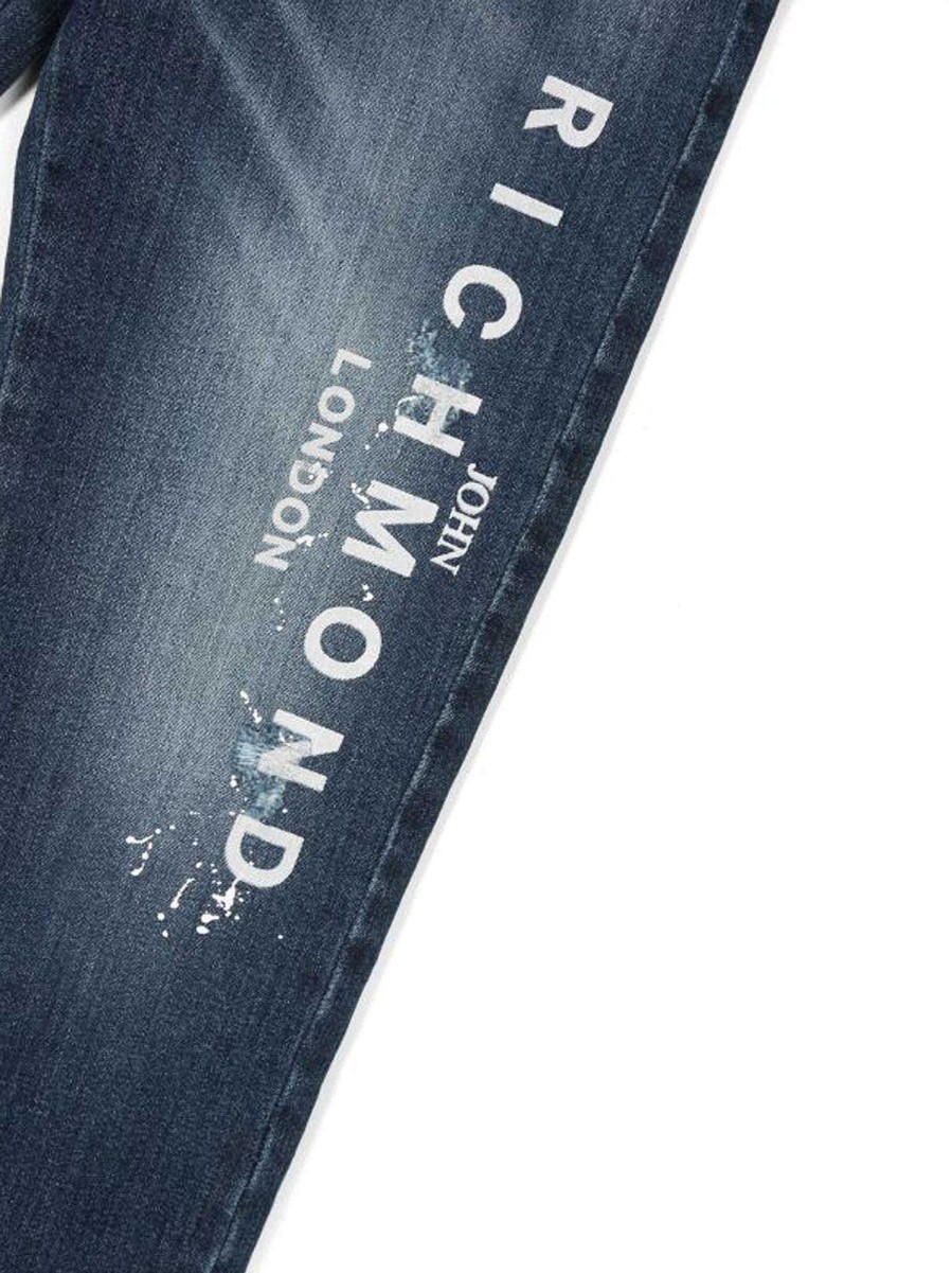 Abbigliamento Per Bambini John Richmond | Jeans Regular Con Logo Sul Fronte