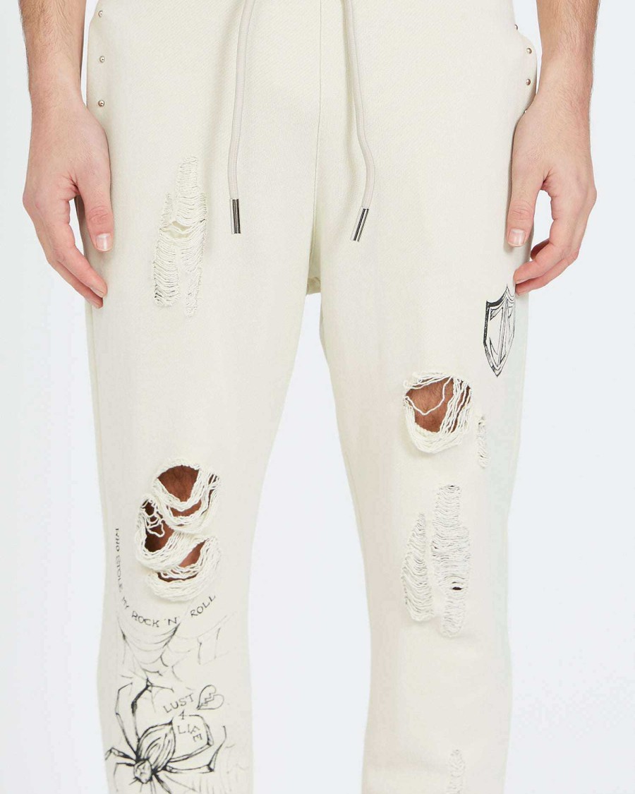 Uomo John Richmond Pantaloni | Pantaloni Jogging Con Stampa E Strappi