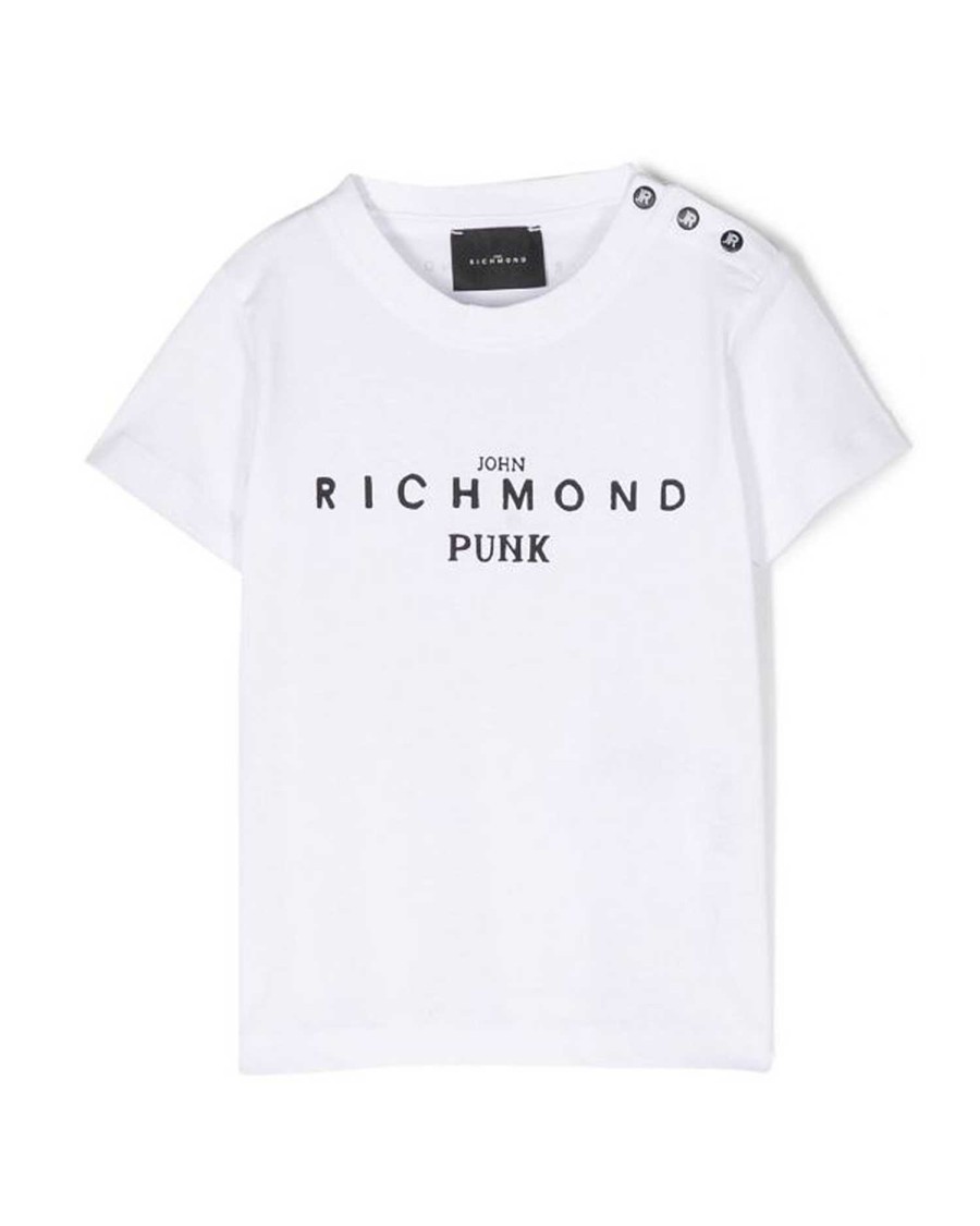 Archivi John Richmond Bambino (3 - 36 Mesi) | T-Shirt Con Logo Sul Davanti E Bottoni Sulla Spalla