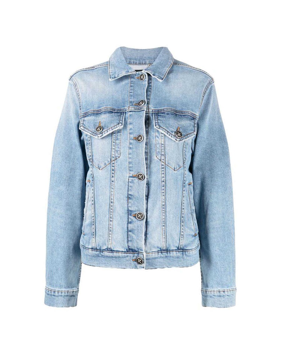 Donna John Richmond Capispalla | Giubbotto In Denim Con Logo Sul Retro