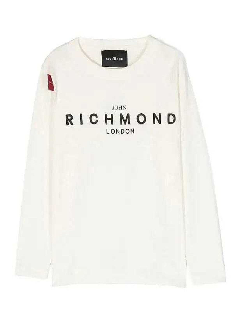 Abbigliamento Per Bambini John Richmond | T-Shirt Con Logo A Contrasto Sul Davanti