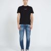 Uomo John Richmond Jeans | Jeans Slim Con Strappi Sul Davanti E Stampa Sul Retro