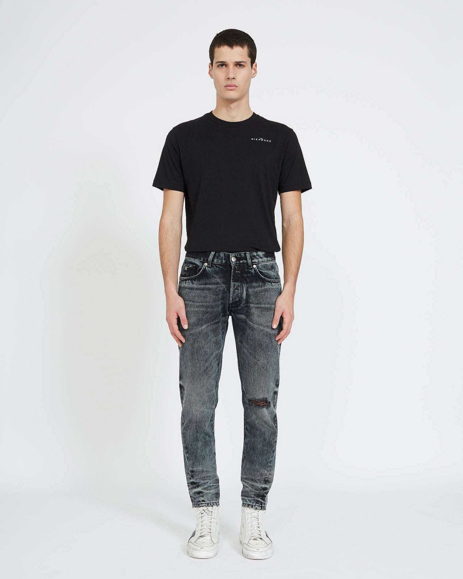 Uomo John Richmond Jeans | Jeans Slim Con Strappi Sul Davanti E Iconico Logo "Rich" Sul Retro