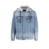 Archivi John Richmond Giovanni Richmond | Giubbotto In Denim Con Cappuccio E Logo A Contrasto